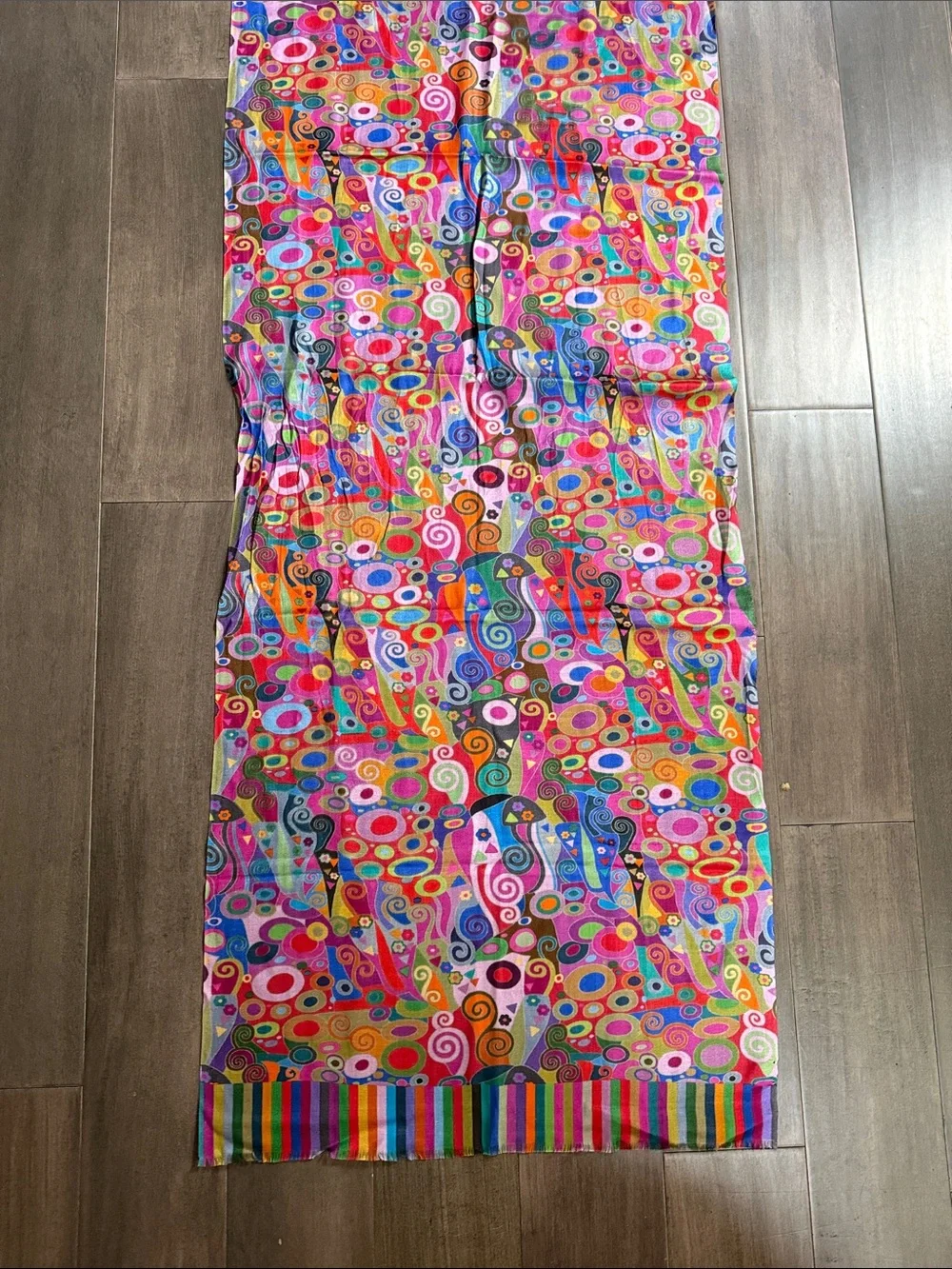 Asian Eye Oversized 100% Silk Scarf – Vibrant Abstract Print, Made in India